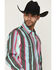 Image #2 - Wrangler Men's Brushpopper Denim Striped Long Sleeve Snap Western Shirt, Multi, hi-res