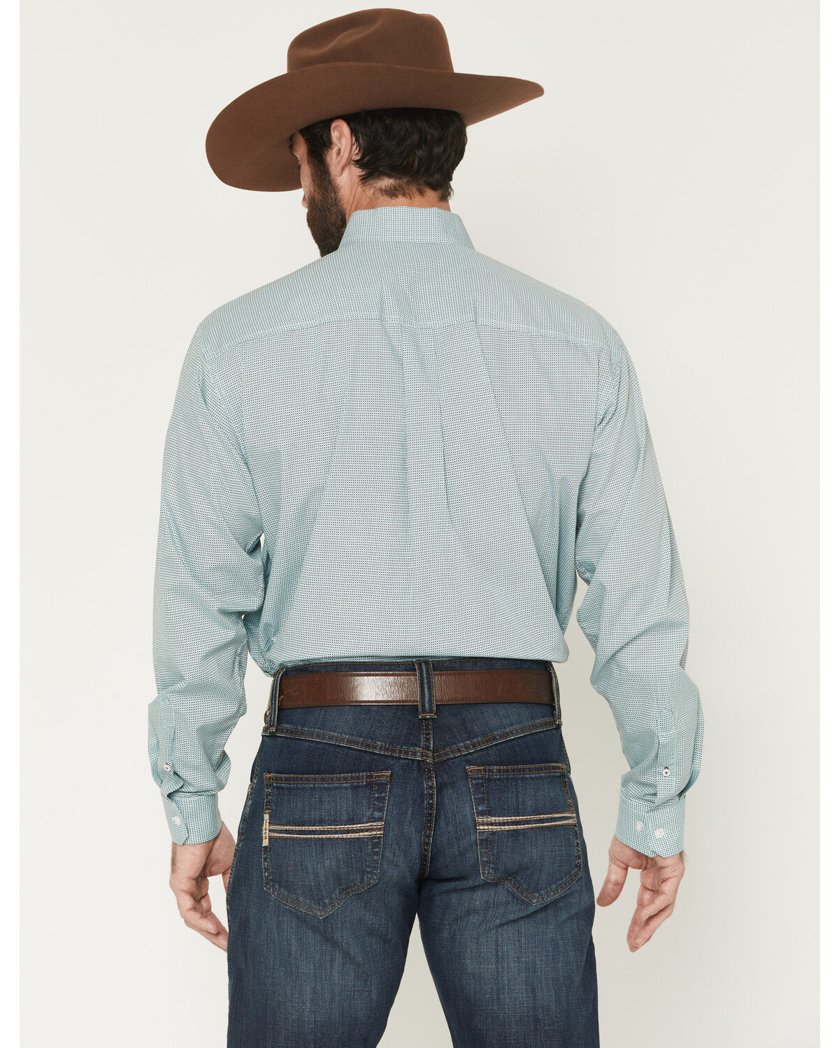 Image #4 - Cinch Men's Micro Geo Print Long Sleeve Button-Down Western Shirt, Blue, hi-res