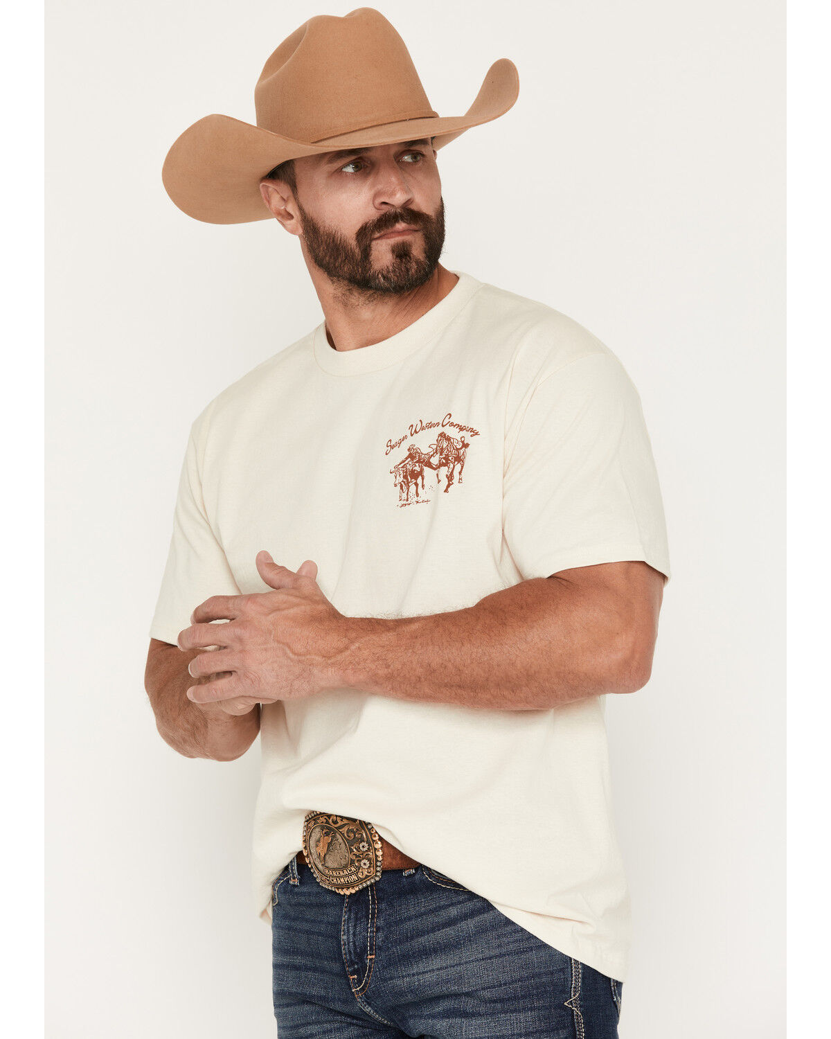 Image #3 - Seager Men's Los Rio Short Sleeve Graphic T-Shirt, White, hi-res