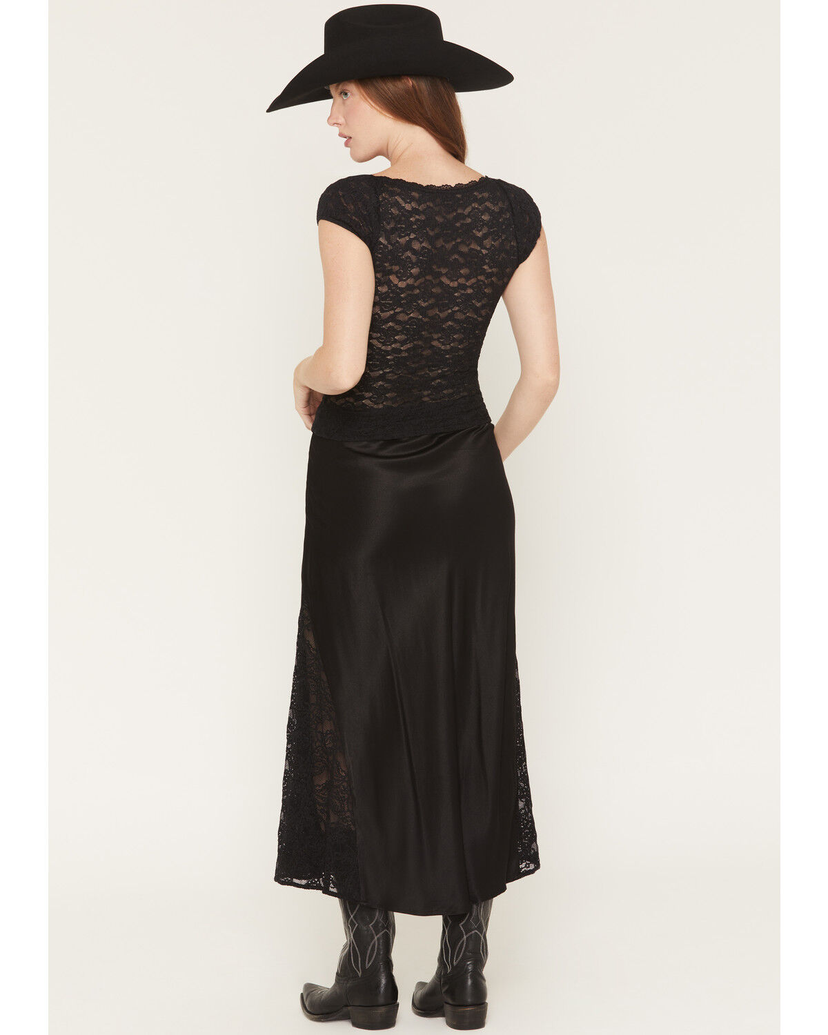 Image #4 - Idyllwind Women's Rita Satin and Lace Midi Skirt, Black, hi-res