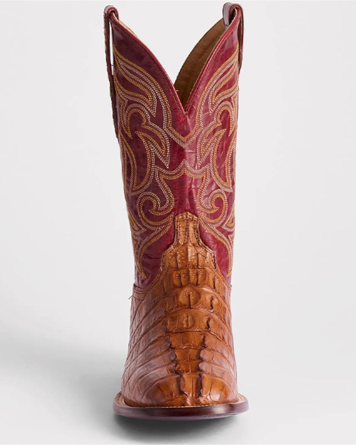 Image #3 - Lucchese Men's Hendrik Exotic Caiman Western Boots - Broad Square Toe, Cognac, hi-res