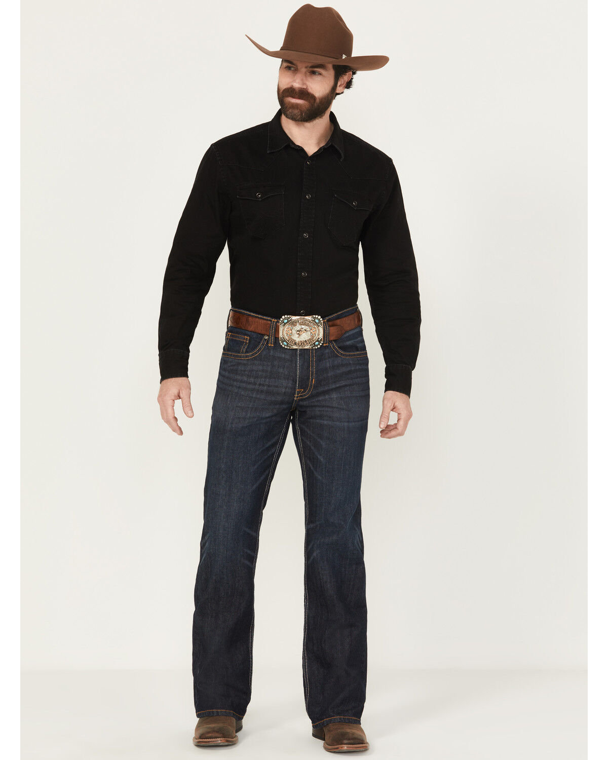 Cody James Men's Night Hawk Wash Duke Relaxed Bootcut Stretch Denim Jeans, Dark Wash, hi-res