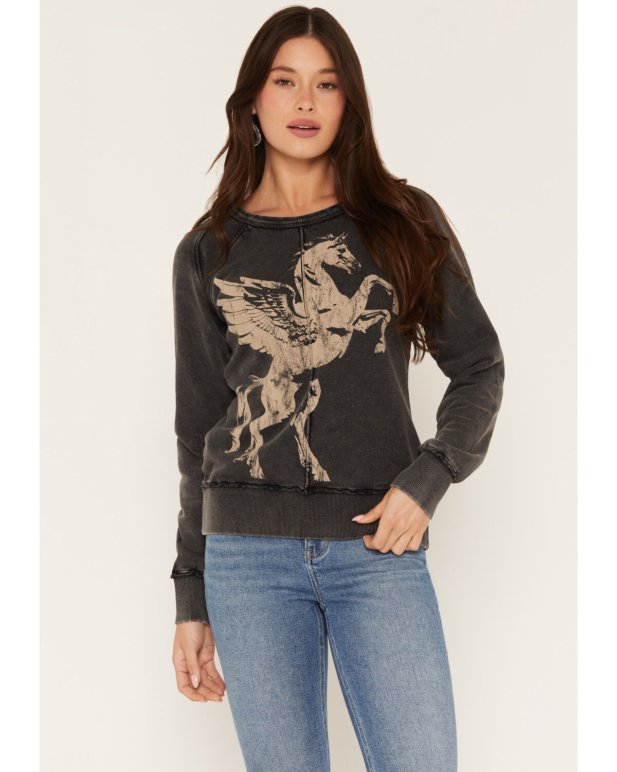 Image #1 - Idyllwind Women's Pierce Pegasus Graphic Crewneck, Black, hi-res