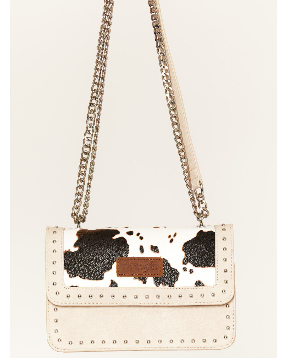 Image #2 - Wrangler X Boot Barn Women's Cow Print Large Clutch with Chain Strap, Beige, hi-res