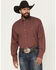 Image #1 - George Strait by Wrangler Men's Medallion Print Long Sleeve Button-Down Stretch Western Shirt - Tall, Wine, hi-res