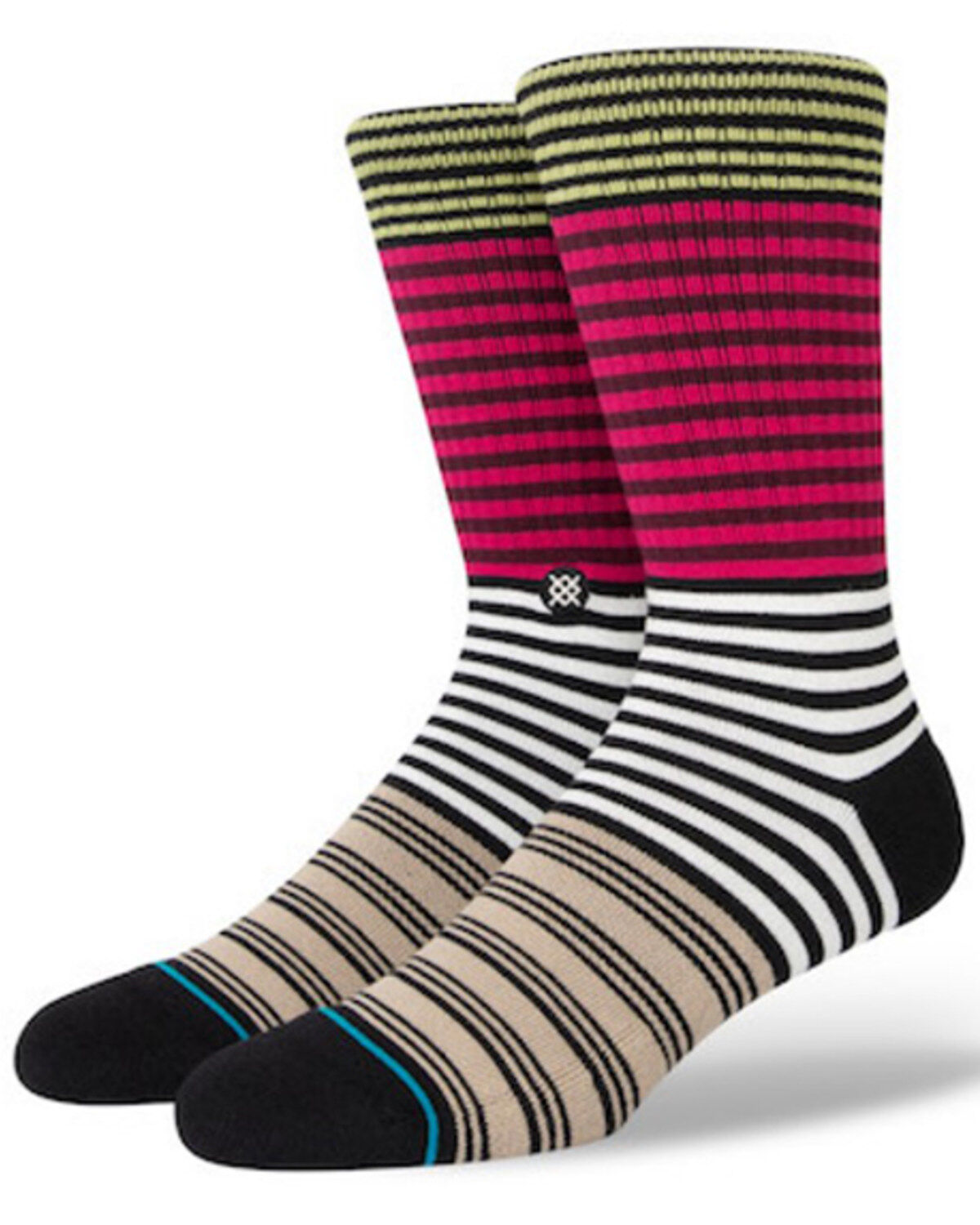 Stance Men's Diatonic Stripe Crew Socks, Magenta, hi-res