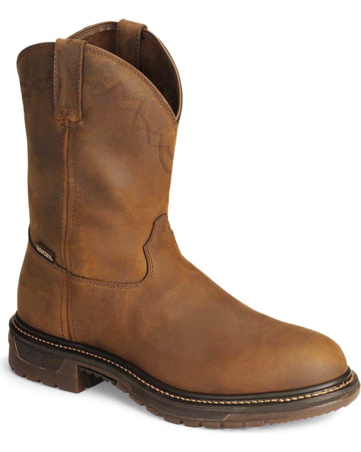 Rocky Men's 10" Original Ride Roper Performance Western Boots - Round Toe, Tan, hi-res