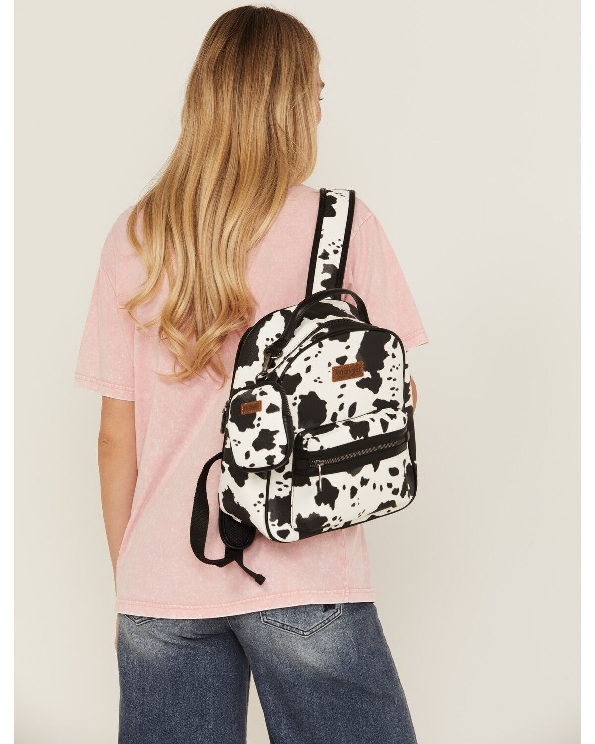 Wrangler Women's Cow Print Backpack, Black, hi-res