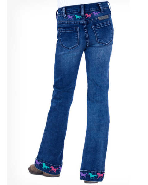Image #1 - Cowgirl Tuff Girls' Ride Fast Trouser, Blue, hi-res