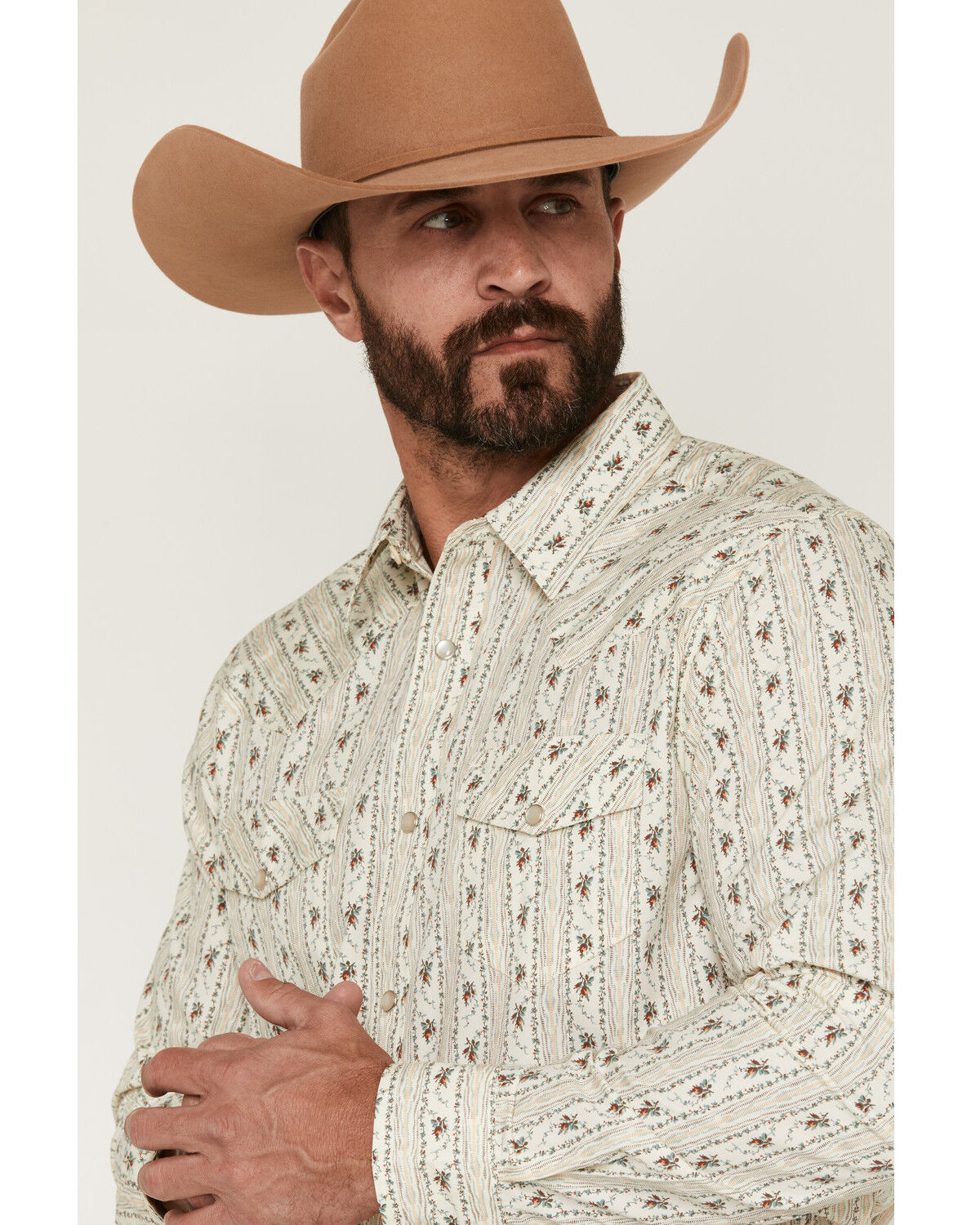 Image #2 - Gibson Trading Co Men's Old Pal Wallpaper Floral Print Long Sleeve Snap Western Shirt - Tall, Ivory, hi-res
