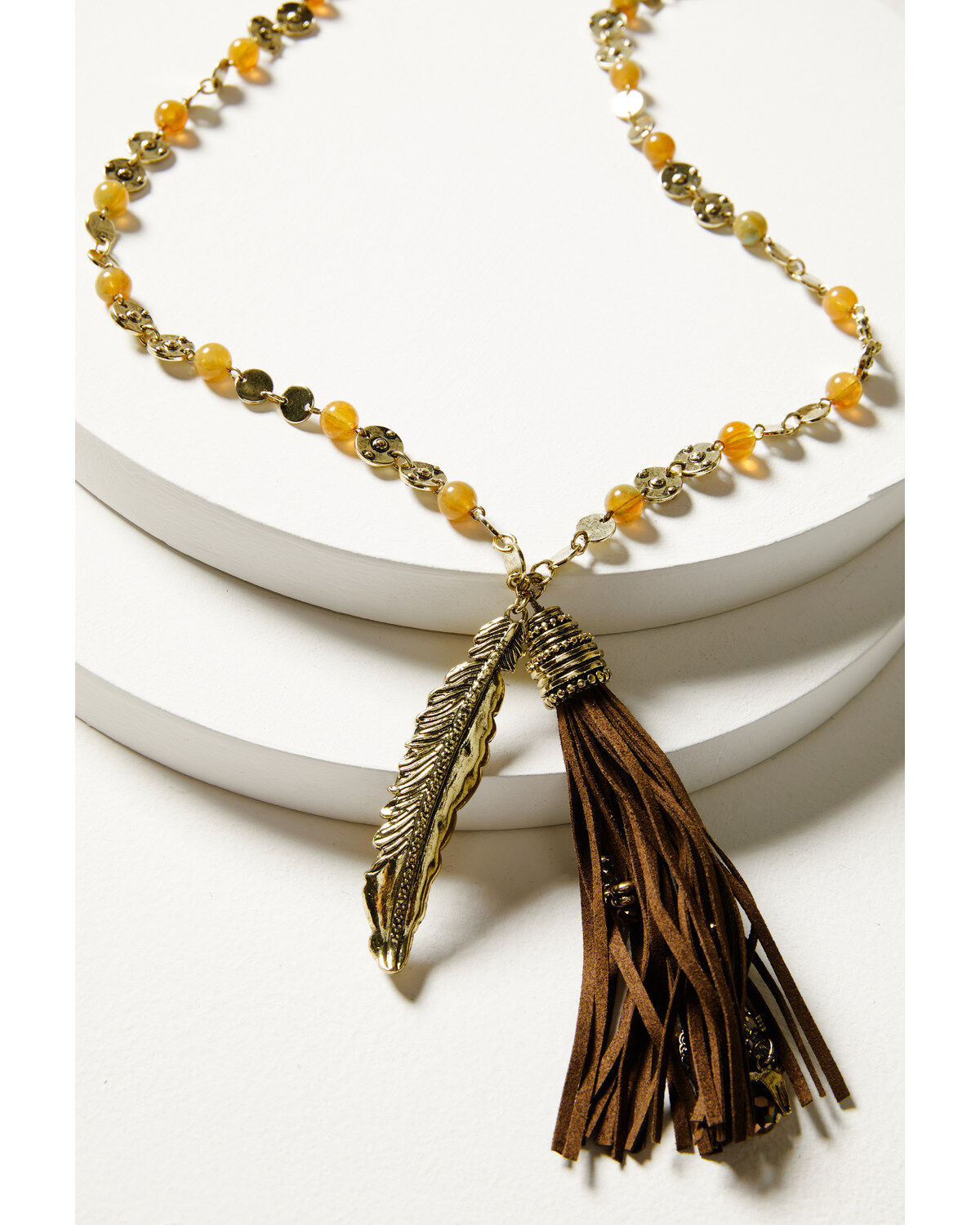Image #1 - Shyanne Women's Soleil Feather Pendant Necklace, Gold, hi-res