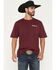 Image #2 - RANK 45&reg; Men's Half Steer Skull Logo Short Sleeve Graphic T-Shirt, Burgundy, hi-res