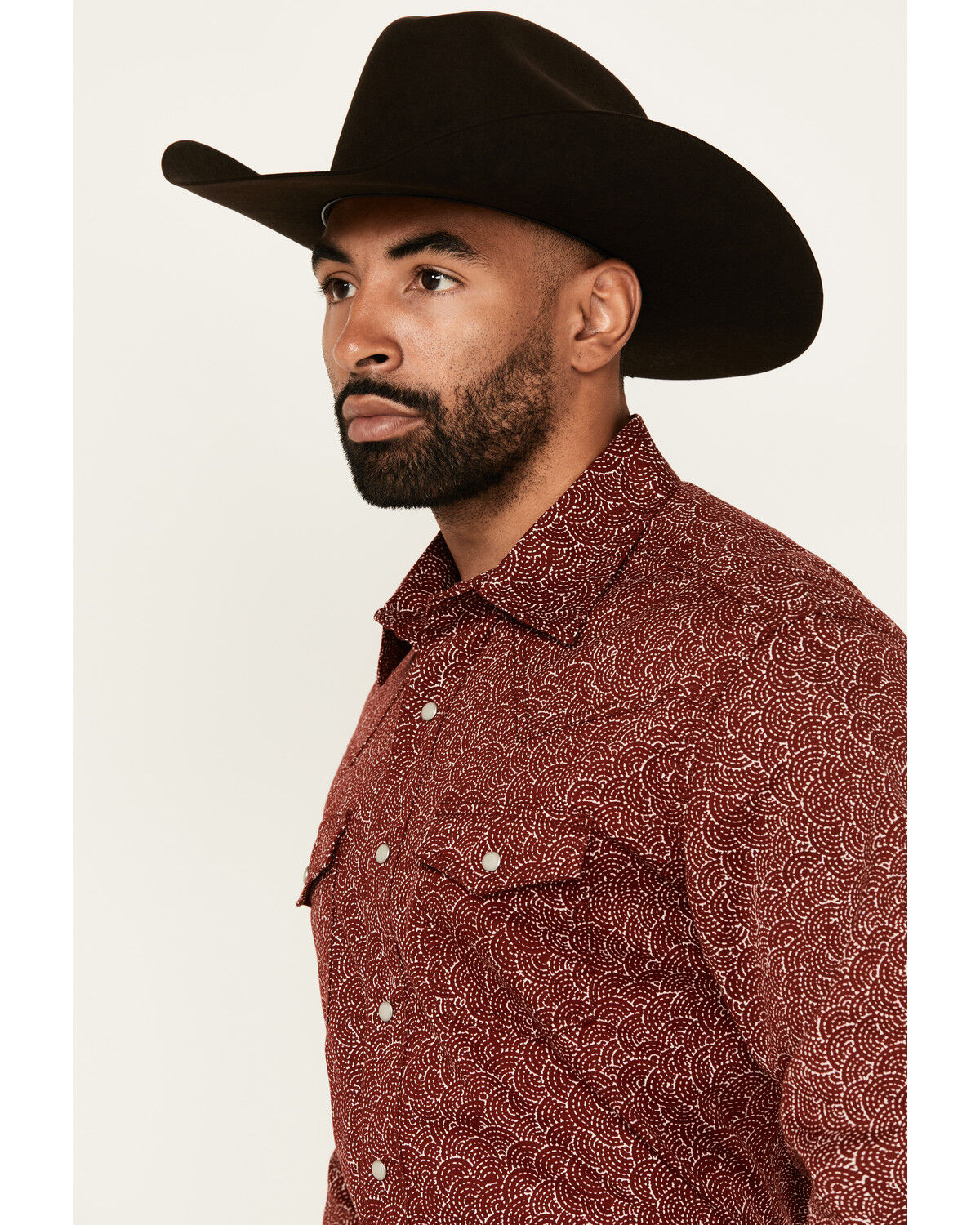 Image #2 - Wrangler Retro Men's Printed Long Sleeve Snap Western Shirt, Red, hi-res