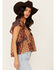 Image #2 - Cleo + Wolf Women's Bogota Patchwork Printed Blouse, Brandy Brown, hi-res