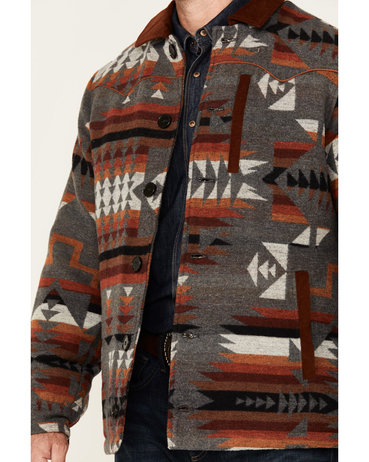 Image #3 - RANK 45&reg; Men's Woodsworth Southwestern Print Wool Shirt Jacket, Grey, hi-res