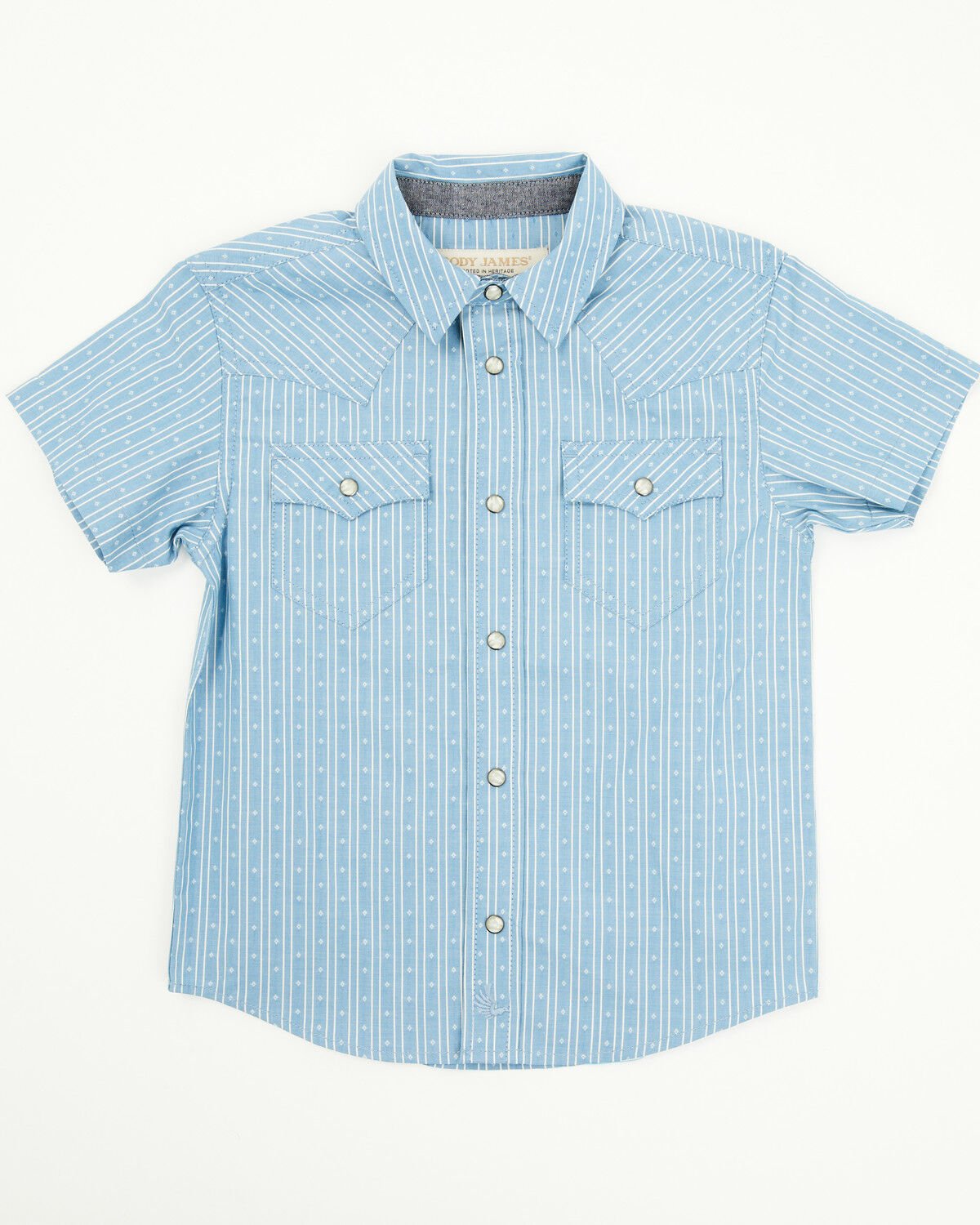 Image #1 - Cody James Toddler Boys' Cowboy Way Striped Print Short Sleeve Snap Western Shirt, , hi-res