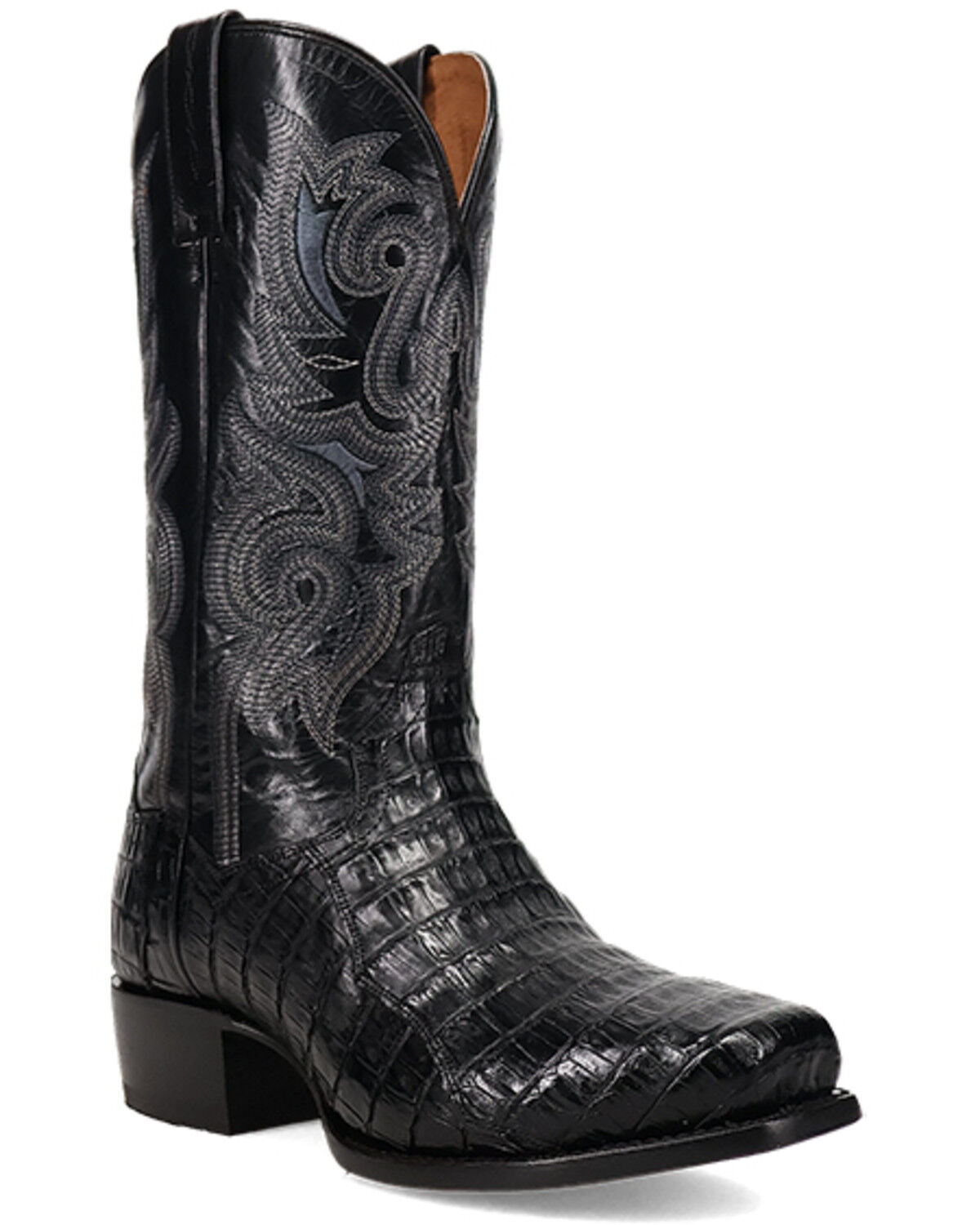 Image #1 - Dan Post Men's Zandor Exotic Caiman Western Boots - Square Toe, Black, hi-res