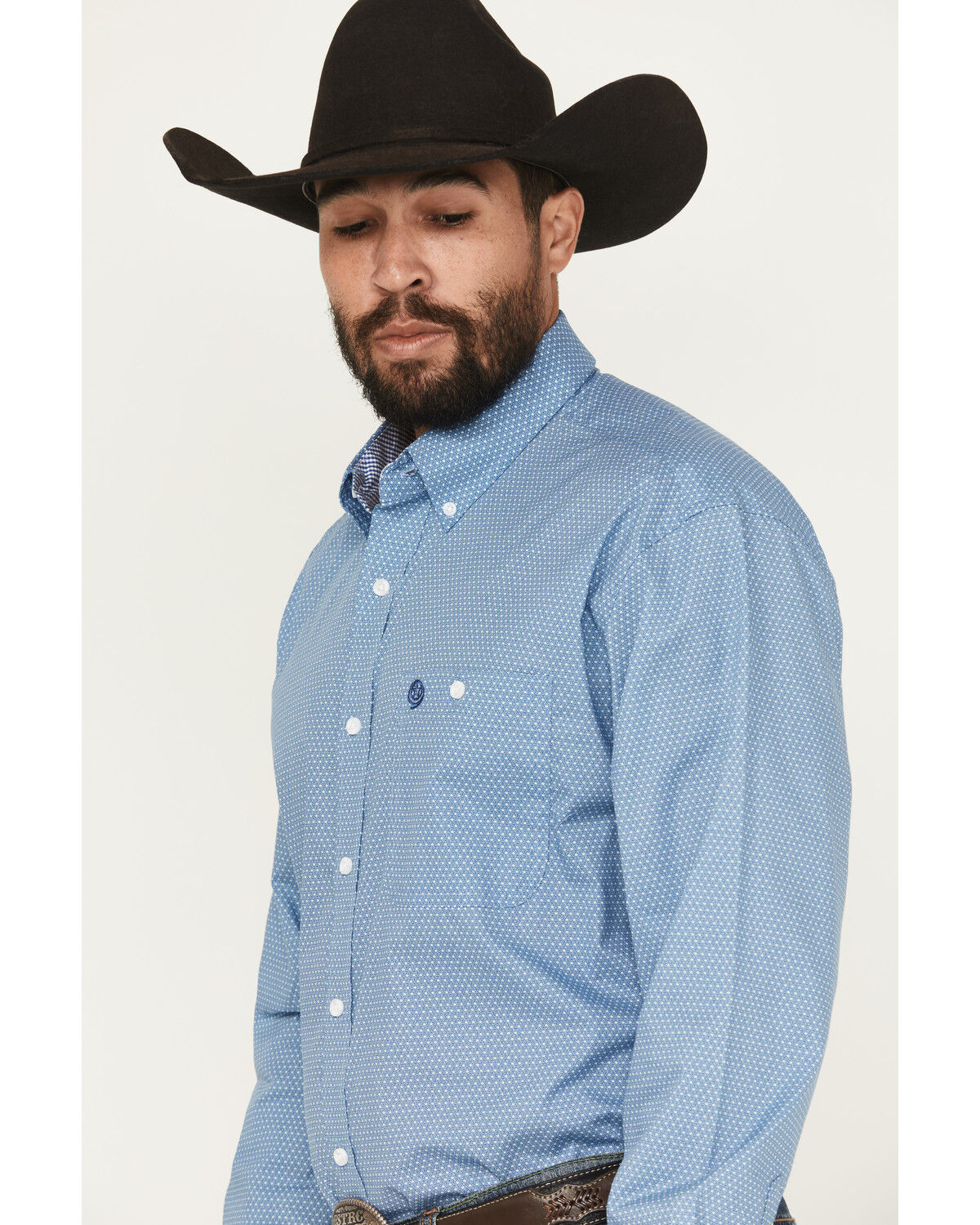 Image #2 - George Strait by Wrangler Men's Geo Print Long Sleeve Button-Down Stretch Western Shirt - Tall, , hi-res