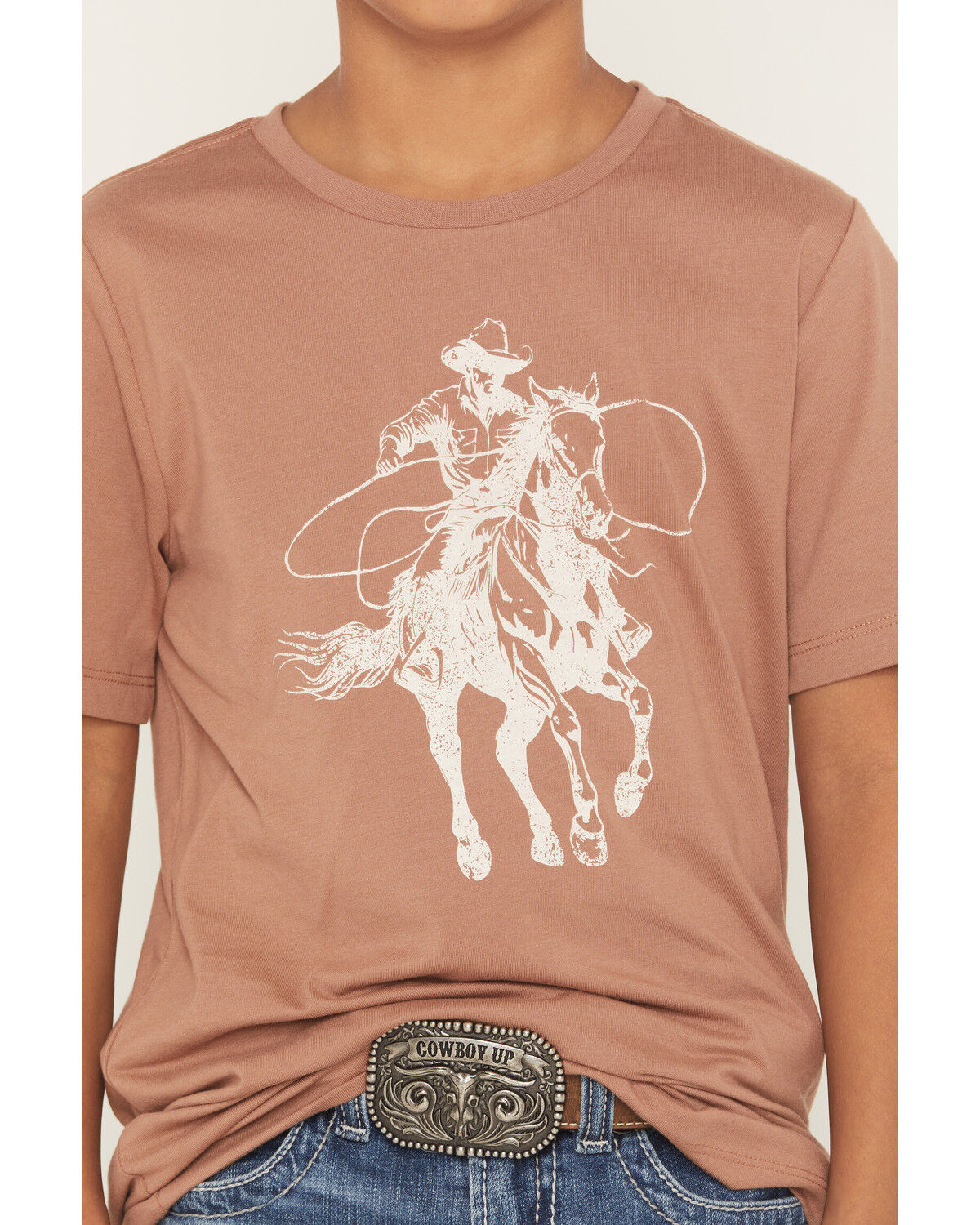 Image #3 - Sable Sky Boys' Horse Rider Short Sleeve Graphic T-Shirt, Brown, hi-res