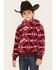 Image #1 - Shyanne Girls' Southwestern Print Fleece Hoodie, Wine, hi-res