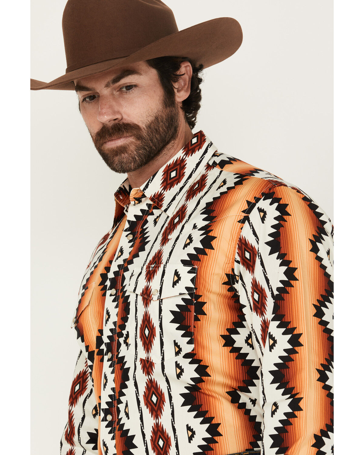 Image #2 - Wrangler Men's Checotah Southwestern Print Long Sleeve Snap Western Shirt - Tall, , hi-res