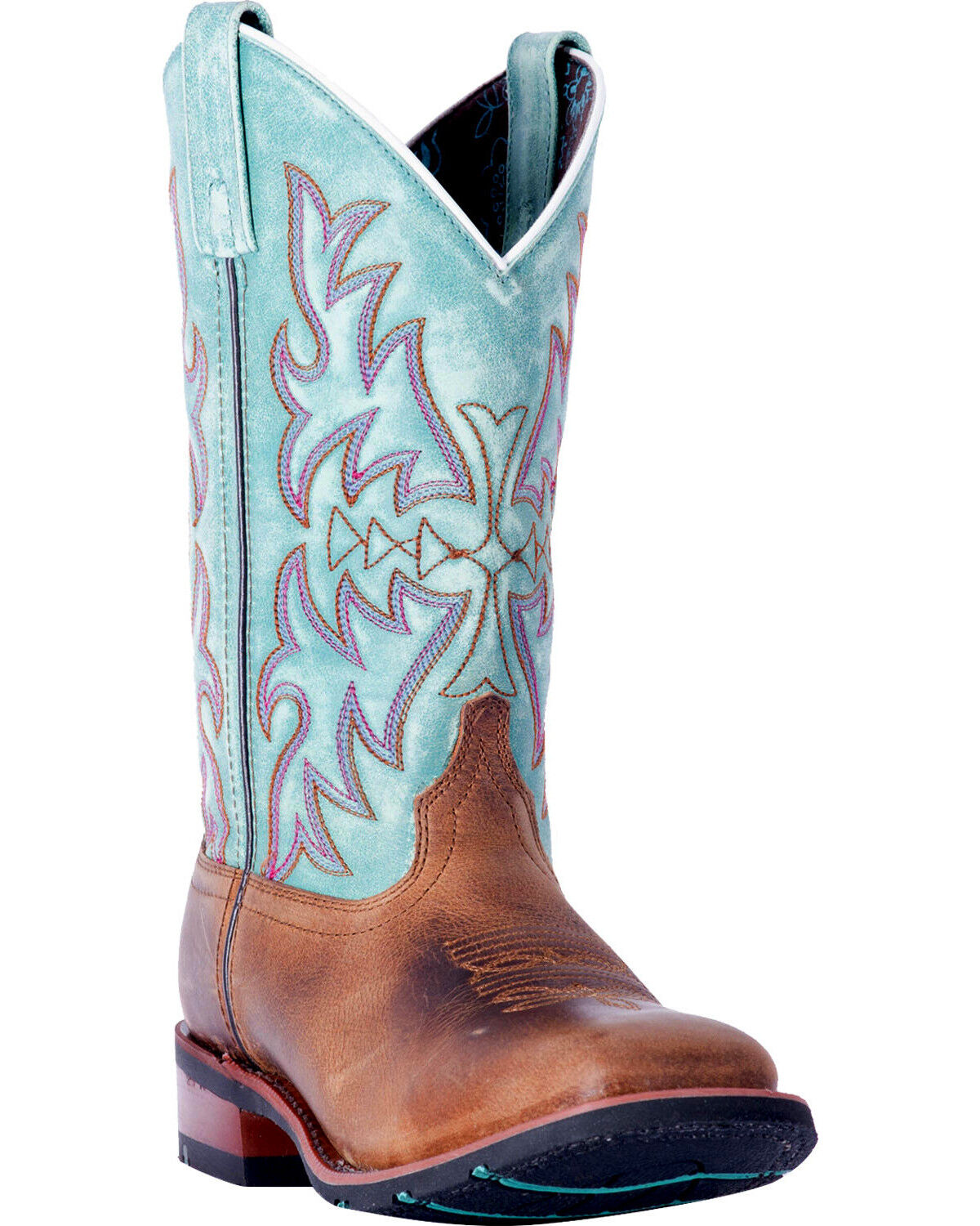 Laredo Women's Anita Brown/Blue Western Performance Boots - Broad Square Toe, Brown, hi-res
