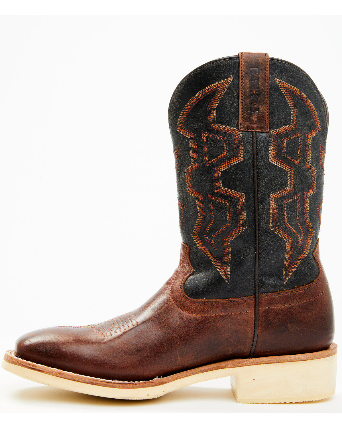 Image #3 - RANK 45&reg; Men's Bullet Saddle Western Performance Boots - Broad Square Toe, Black/brown, hi-res