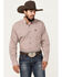 Image #1 - Cinch Men's Geo Print Long Sleeve Button-Down Western Shirt, Burgundy, hi-res