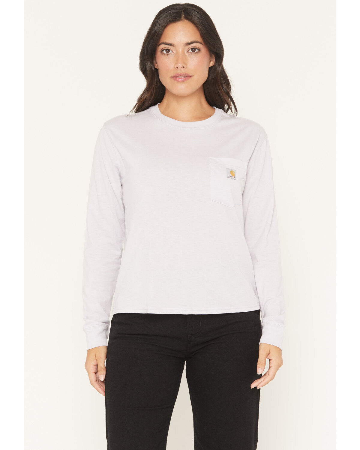 Carhartt Women's TENCEL&trade; Fiber Series Loose Fit Long Sleeve Crewneck Pocket T-Shirt, Lavender, hi-res
