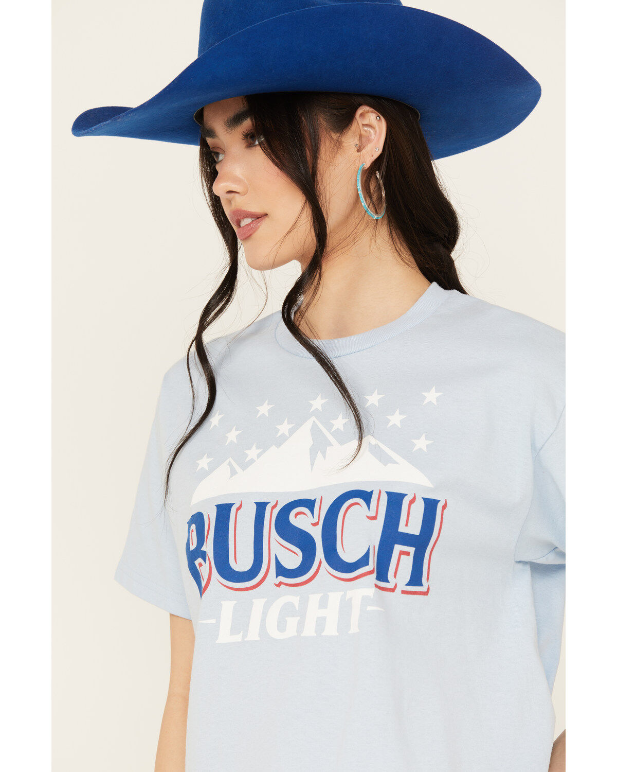 Image #2 - Brew City Beer Gear Women's Busch Cropped Graphic Tee, Light Blue, hi-res