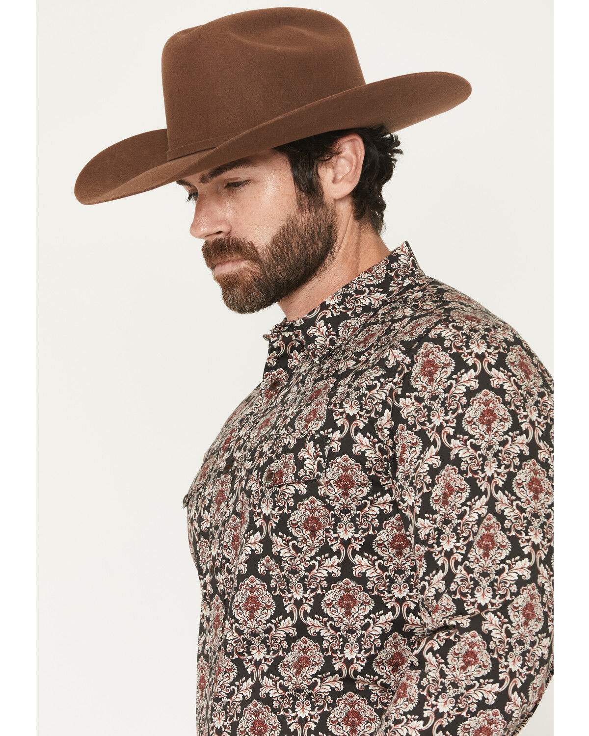 Image #2 - Gibson Trading Co Men's Bloomin Paisley Print Long Sleeve Snap Western Shirt - Big, Black, hi-res