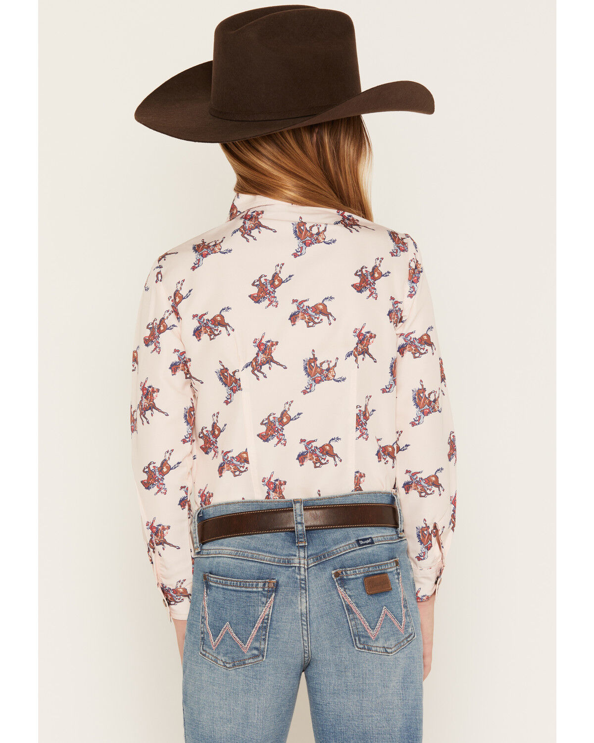 Image #4 - Cruel Girl Girls' Horse Print Long Sleeve Pearl Snap Western Shirt, Pink, hi-res