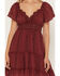 Image #3 - Wild Moss Women's Short Sleeve Lace Trim Tiered Mini Dress, Rose, hi-res