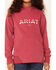 Image #3 - Ariat Girls' 3D Logo Graphic Terry Hoodie, Pink, hi-res