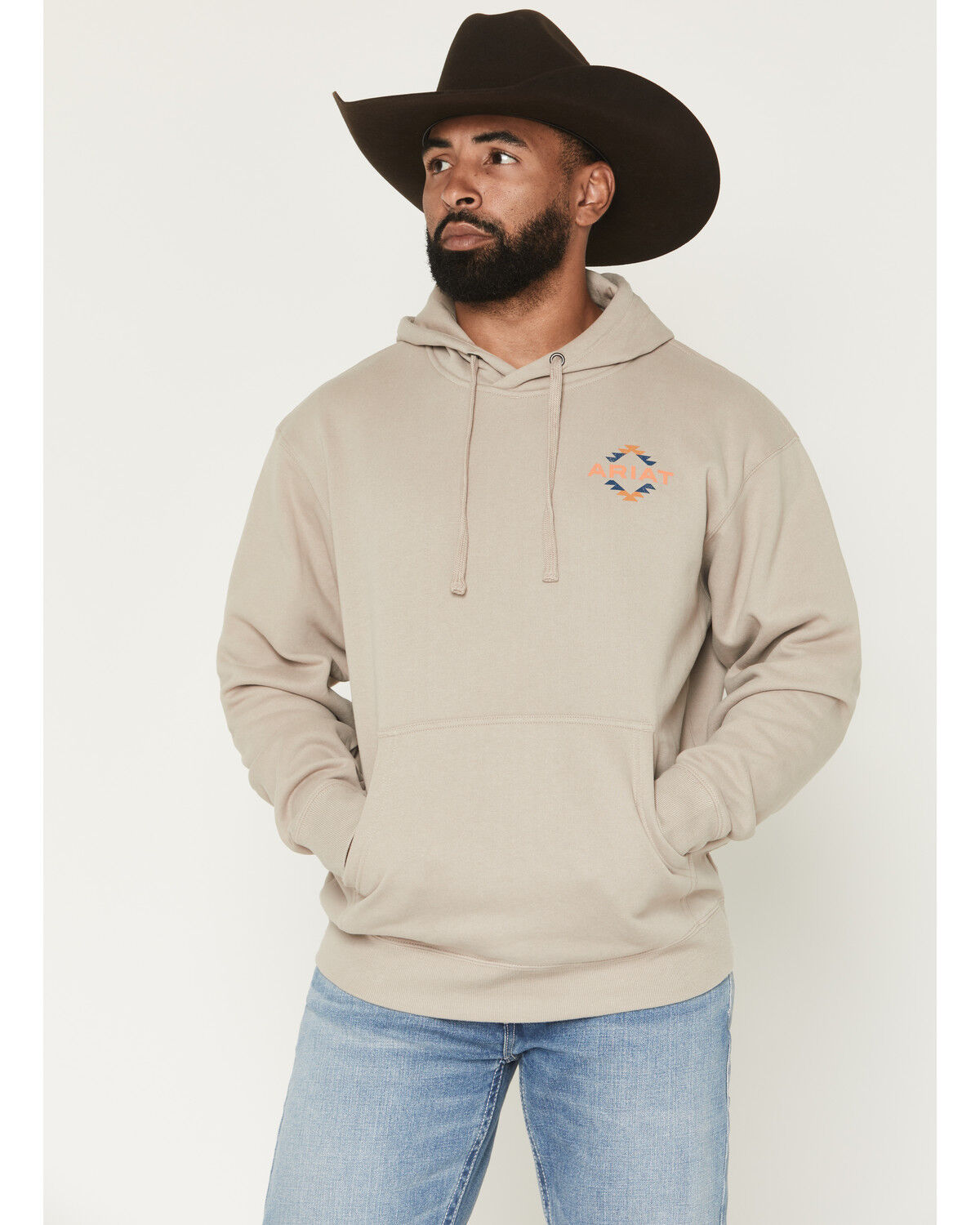 Image #2 - Ariat Men's Tapiz Zapoteco Graphic Hooded Sweatshirt, Sand, hi-res
