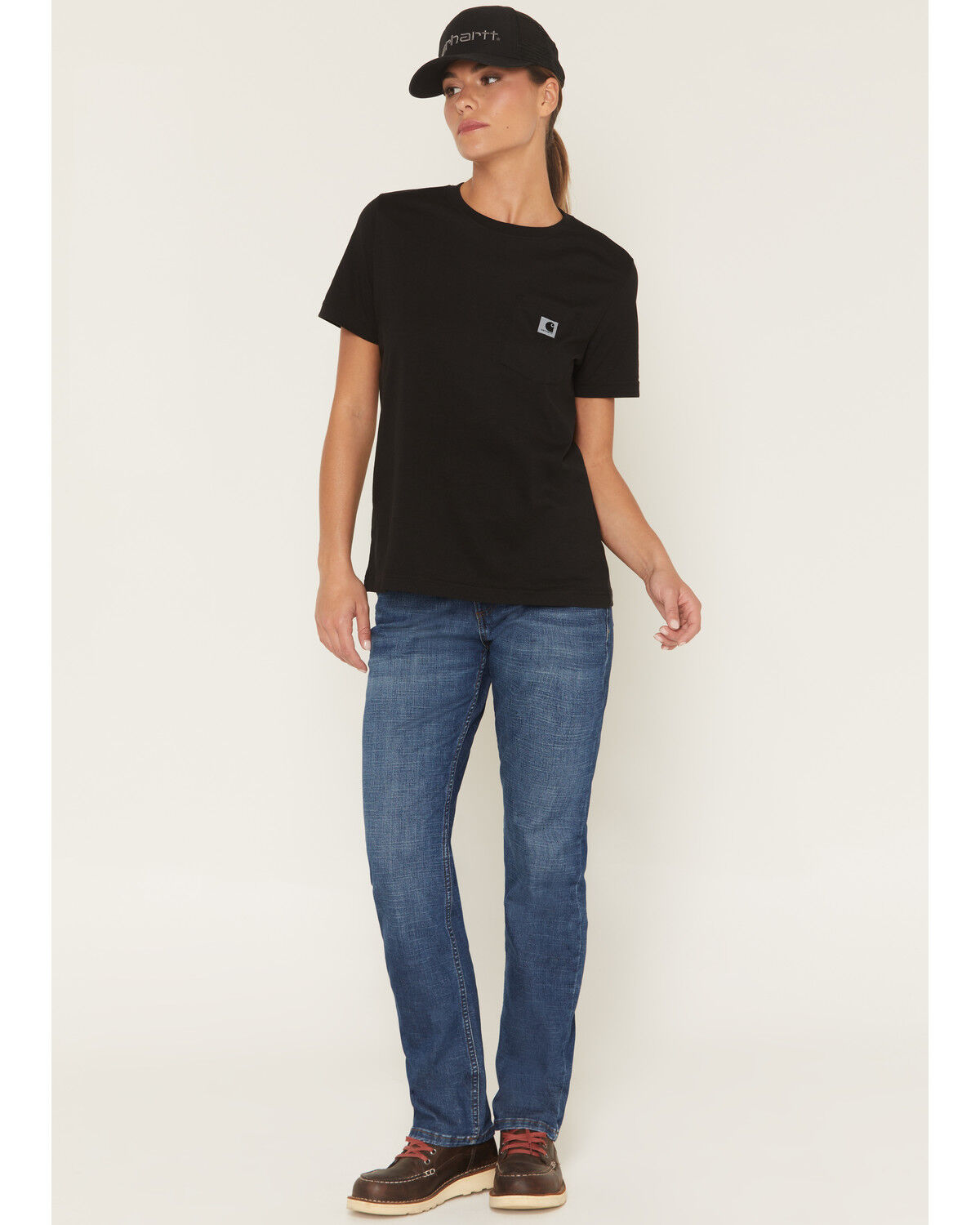 Image #1 - Carhartt Women's Essential Dark Wash Relaxed Fit Stretch Denim Jeans, Dark Wash, hi-res