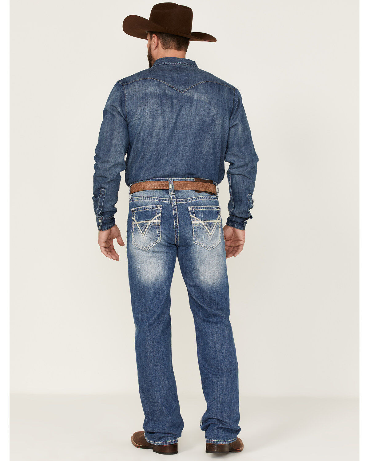 Rock & Roll Cowboy Men's Raised Straight Jeans, Medium Blue, hi-res