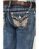 Image #2 - Miss Me Girls' Medium Wash Border Print Stretch Bootcut Jeans , Blue, hi-res