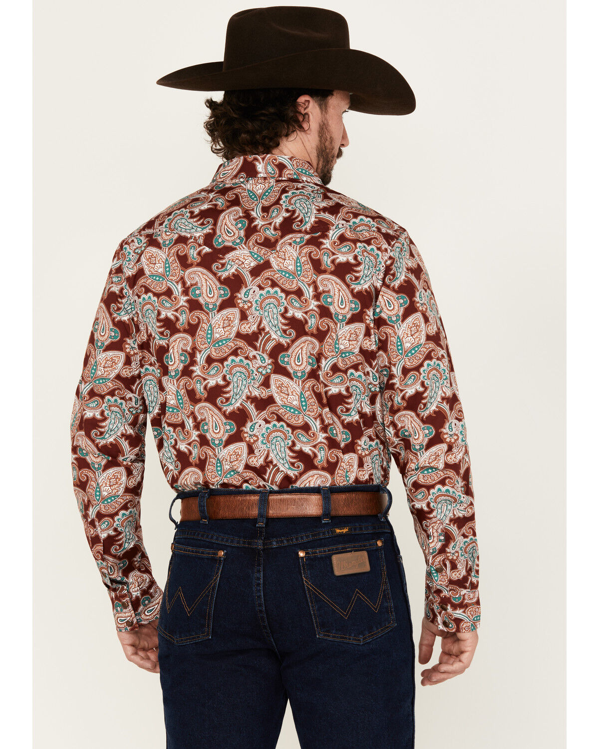 Image #4 - Cody James Men's Noah Paisley Print Long Sleeve Snap Western Shirt - Big, Burgundy, hi-res