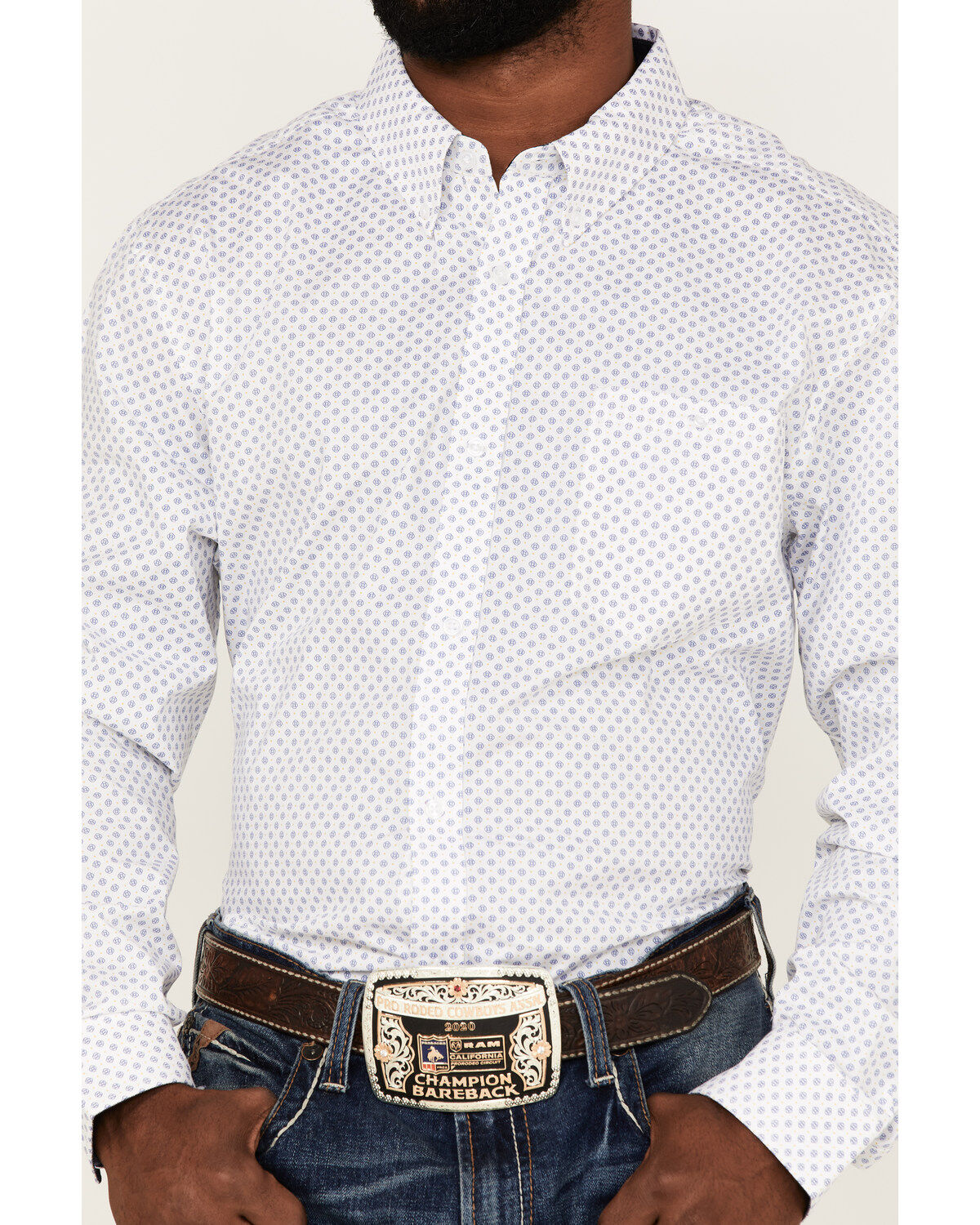 Image #3 - RANK 45&reg; Men's Mash Up Floral Geo Print Long Sleeve Button-Down Western Shirt - Big & Tall, White, hi-res