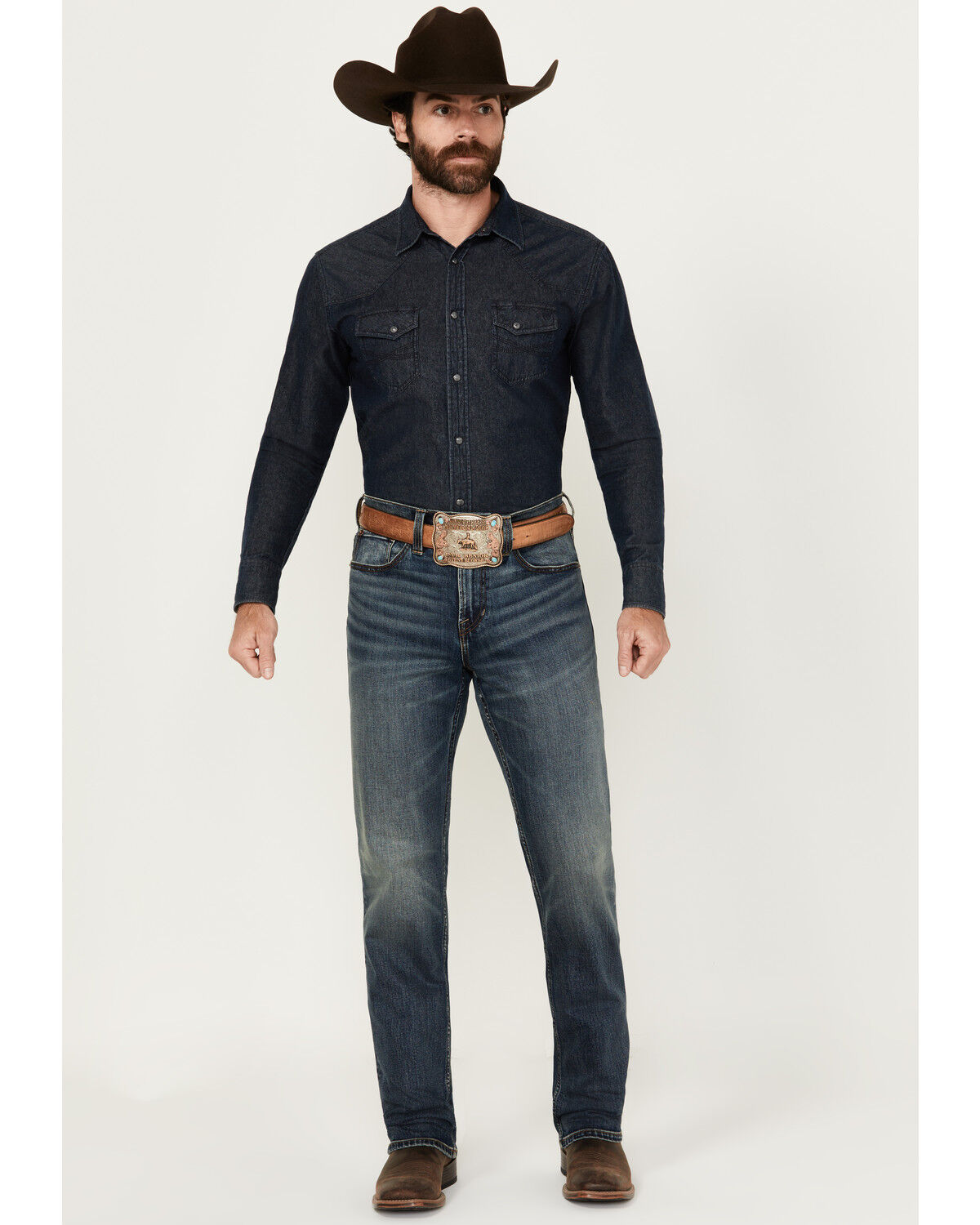 Image #1 - Blue Ranchwear Men's Sonora Wash Bronson Slim Straight Stretch Denim Jeans, Medium Wash, hi-res