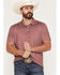 Image #1 - Burlebo Men's Texas Short Sleeve Button-Down Performance Polo Shirt, Maroon, hi-res