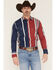 Image #1 - Wrangler Men's Vintage Brushpopper Striped Long Sleeve Snap Western Shirt, Blue, hi-res