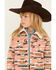 Image #2 - Wrangler Girls' Southwestern Print Sherpa Lined Jacket , Pink, hi-res