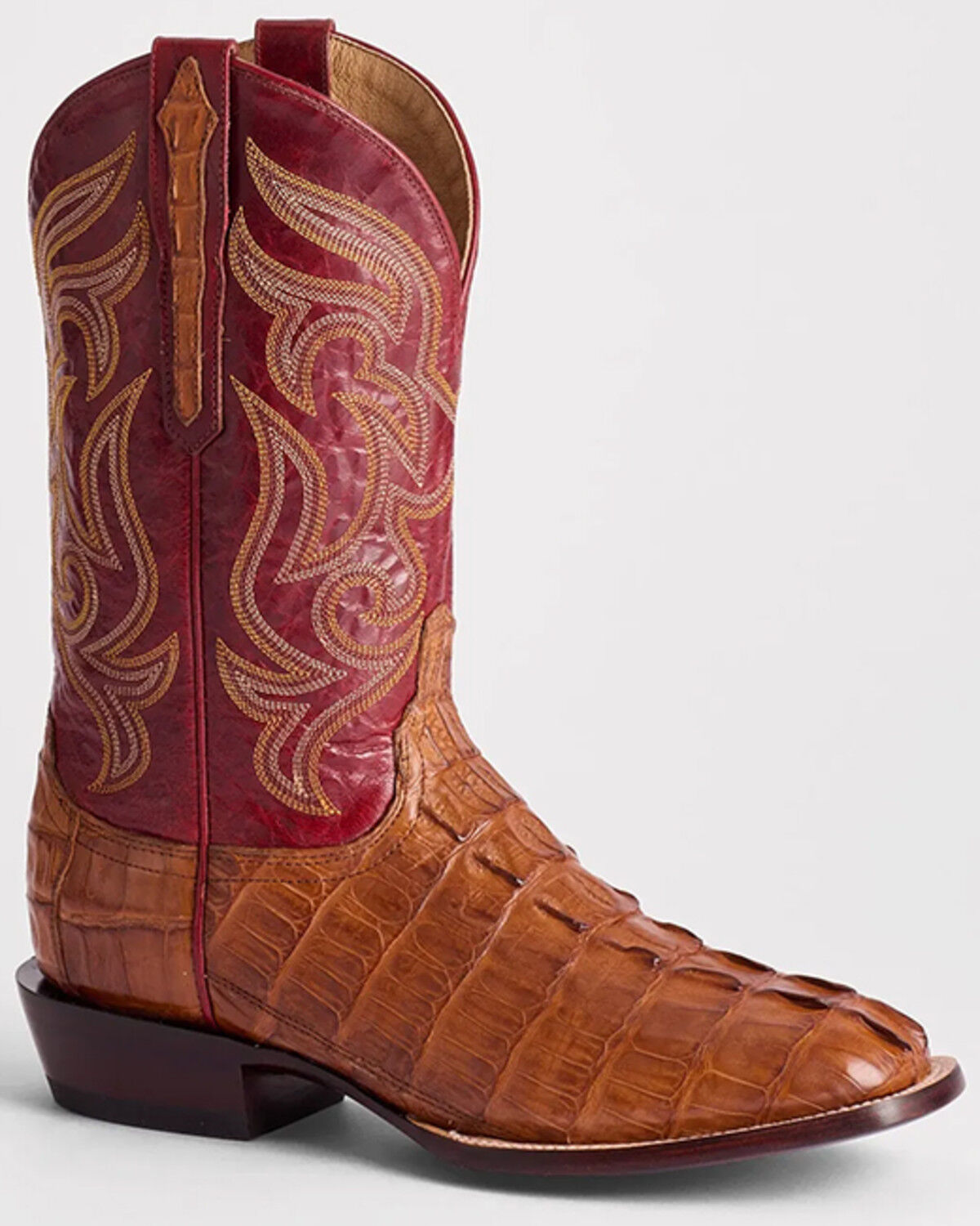 Image #1 - Lucchese Men's Hendrik Exotic Caiman Western Boots - Broad Square Toe, Cognac, hi-res