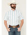 Image #1 - Ferrell Men's Tristan Striped Print Short Sleeve Snap Stretch Western Shirt, White, hi-res
