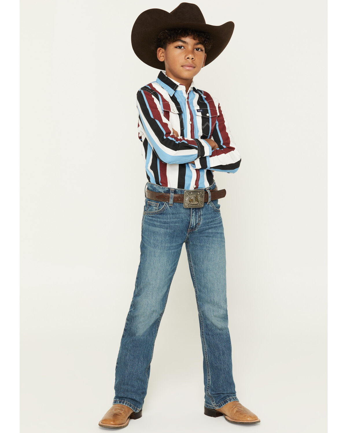 Image #1 - Wrangler 20X Boys' Medium Wash Montana Bootcut Stretch Denim Jeans, Medium Wash, hi-res