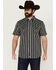 Image #1 - Moonshine Spirit Men's Flock Striped Short Sleeve Snap Western Shirt , Black, hi-res