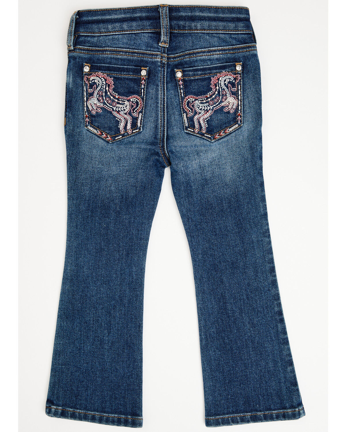 Image #1 - Shyanne Toddler Girls' Westend Medium Wash Horse Pocket Bootcut Stretch Denim Jeans, Medium Wash, hi-res