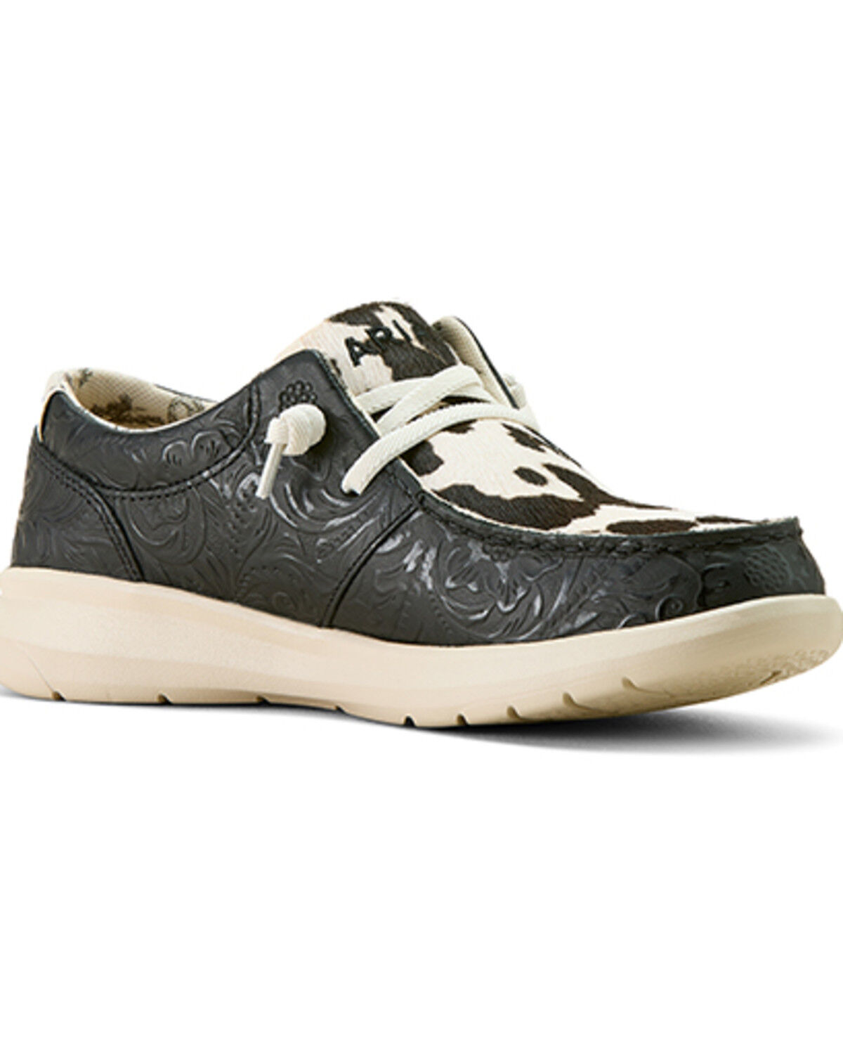 Image #1 - Ariat Women's Hair-On Tooled Hilo Casual Shoes - Moc Toe, Black, hi-res